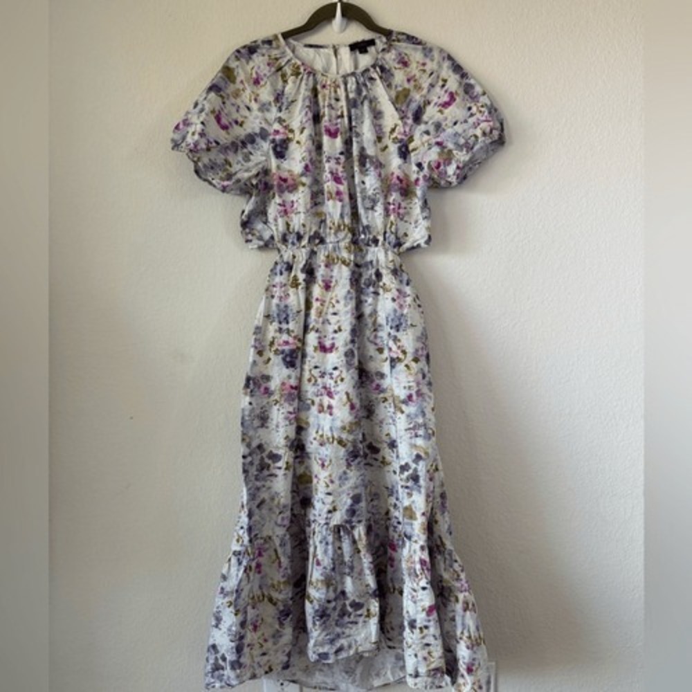 J. Crew Floral Cutout Maxi Dress Sz 10 Open Back Cottagecore Garden Peasant - Picture 3 of 13